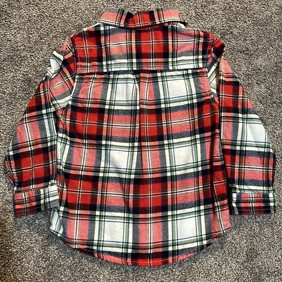 Cat & Jack Flannel Red Plaid Long Sleeve Shirt. Size 3T Boys - Picture 3 of 6